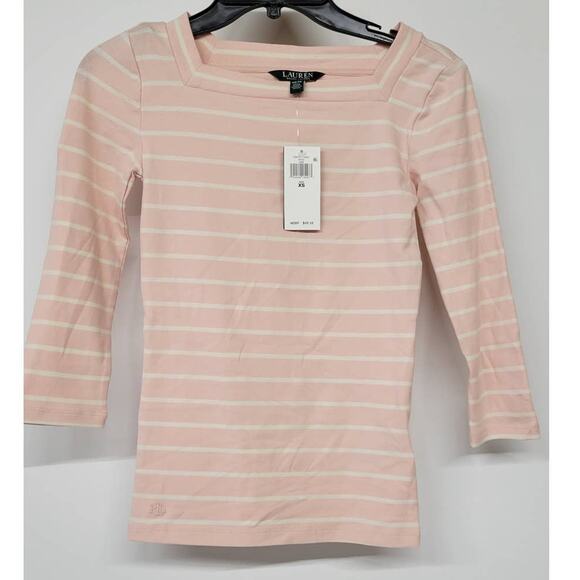 Polo Ralph Lauren Cotton Blend Pink Striped Square Neck Tunic Top Size XS - Picture 1 of 4